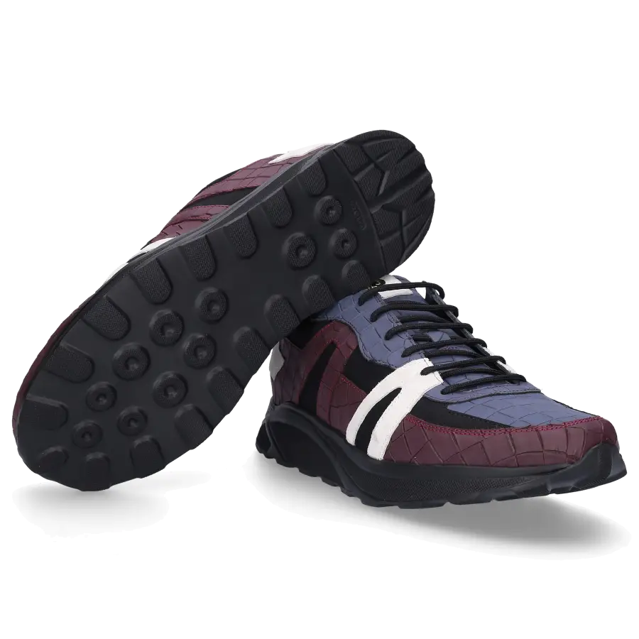 Hide & Jack - Sneaker low RUNNING JET Kalbsleder Logo Prägung blau bordeaux - rot