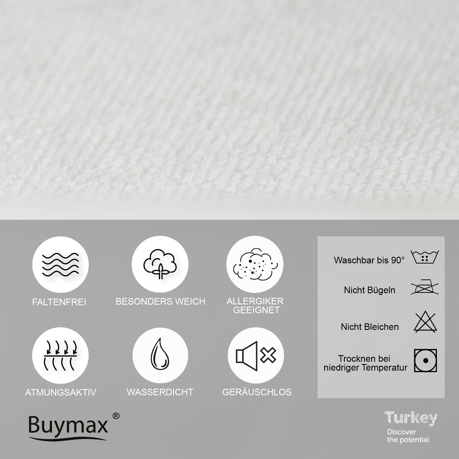 Matratzenschoner Buymax, Wasserdichter Matratzenschoner bis 90° Waschbar, Matratzenschutz