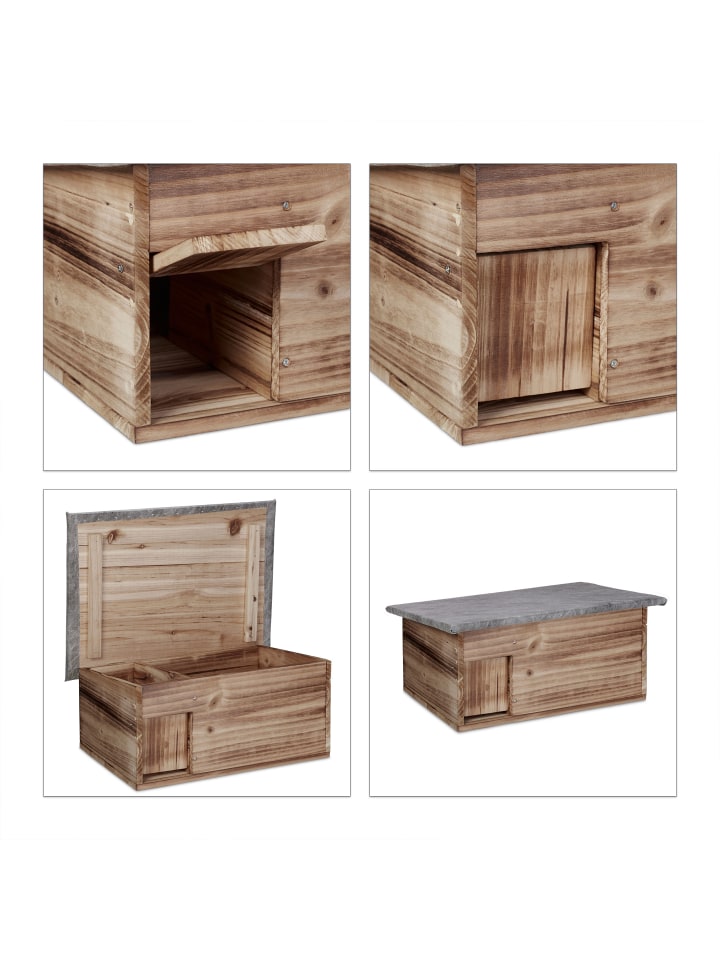 relaxdays Igelhaus Geflammt in Natur - (B)46 x (H)21 x (T)34 cm günstig kaufen onesize