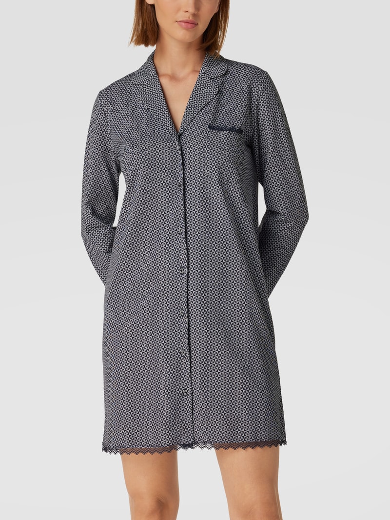 Pyjama-Oberteil mit Allover-Muster in dunkelblau