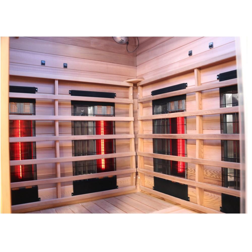 Dewello Infrarotkabine Infrarotsauna LAKEFIELD PRO Hemlock/ Zeder 140cm x 140cm x 190cm Duo Strahler
