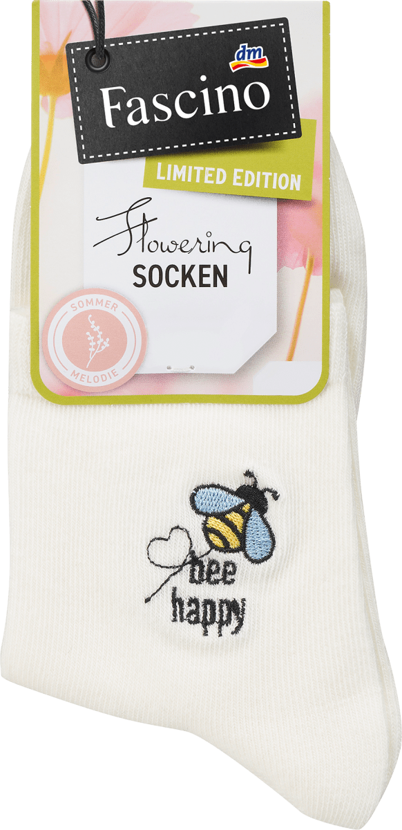 Socken mit Bienen-Stickerei weiß Gr. 35-38, 1 St
