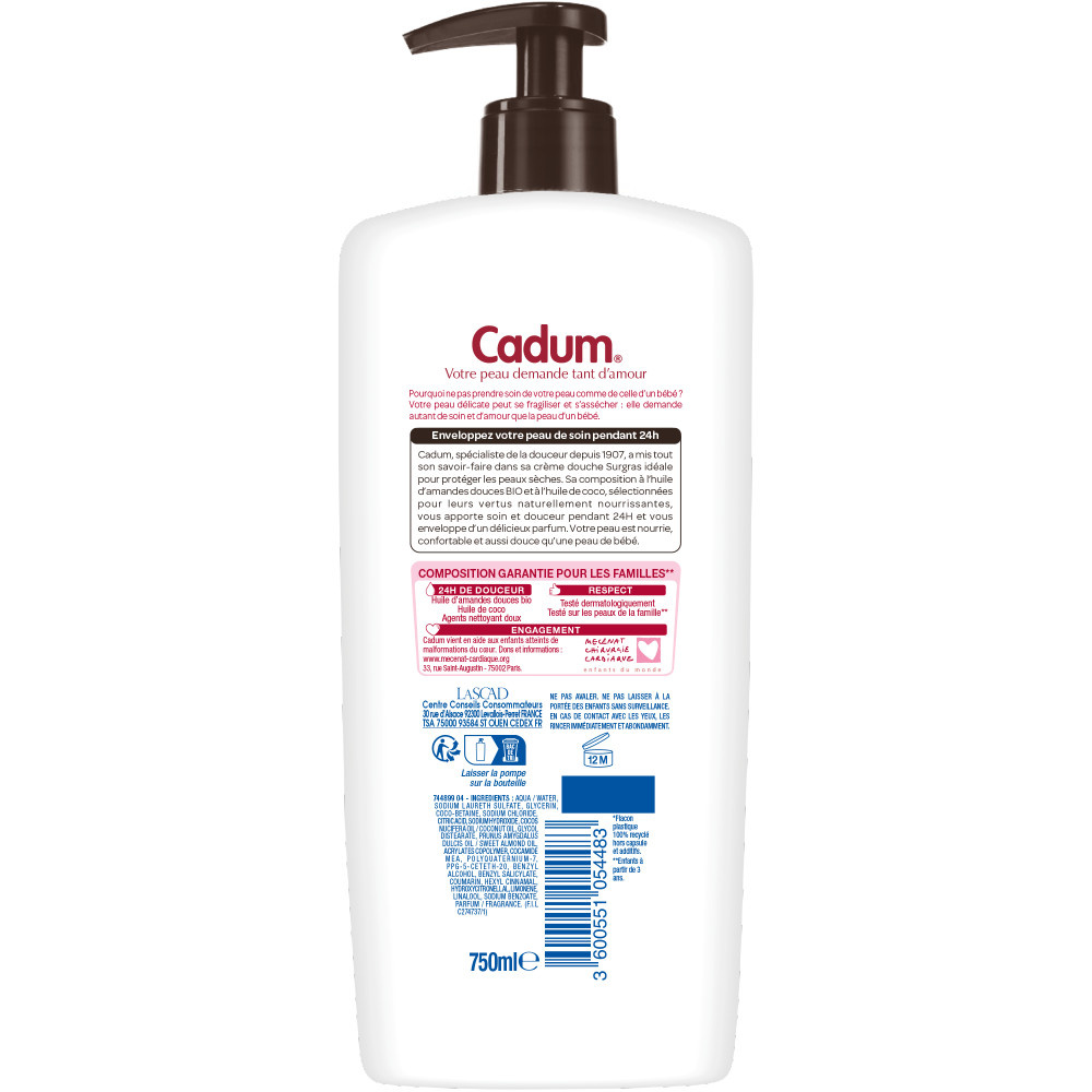 cadum Surgras Crème Douche Surgras Coco