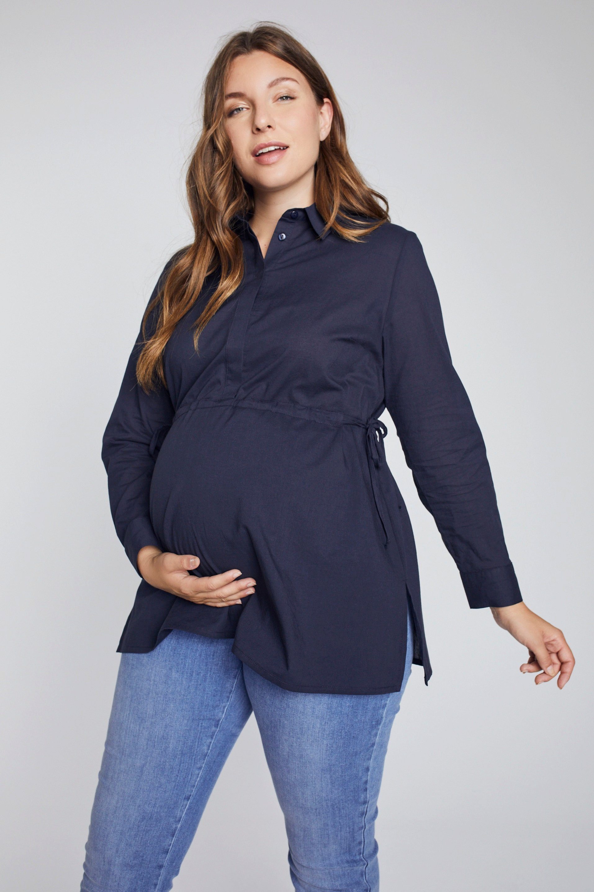 Ulla Popken Umstandsbluse Bellieva-Bluse Still-Funktion Taillenband GOTS
