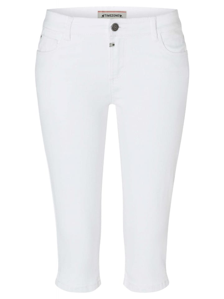 Timezone Capri Denim Jeans Shorts Kurze Bermuda Tight AleenaTZ 3/4 in Weiß günstig kaufen