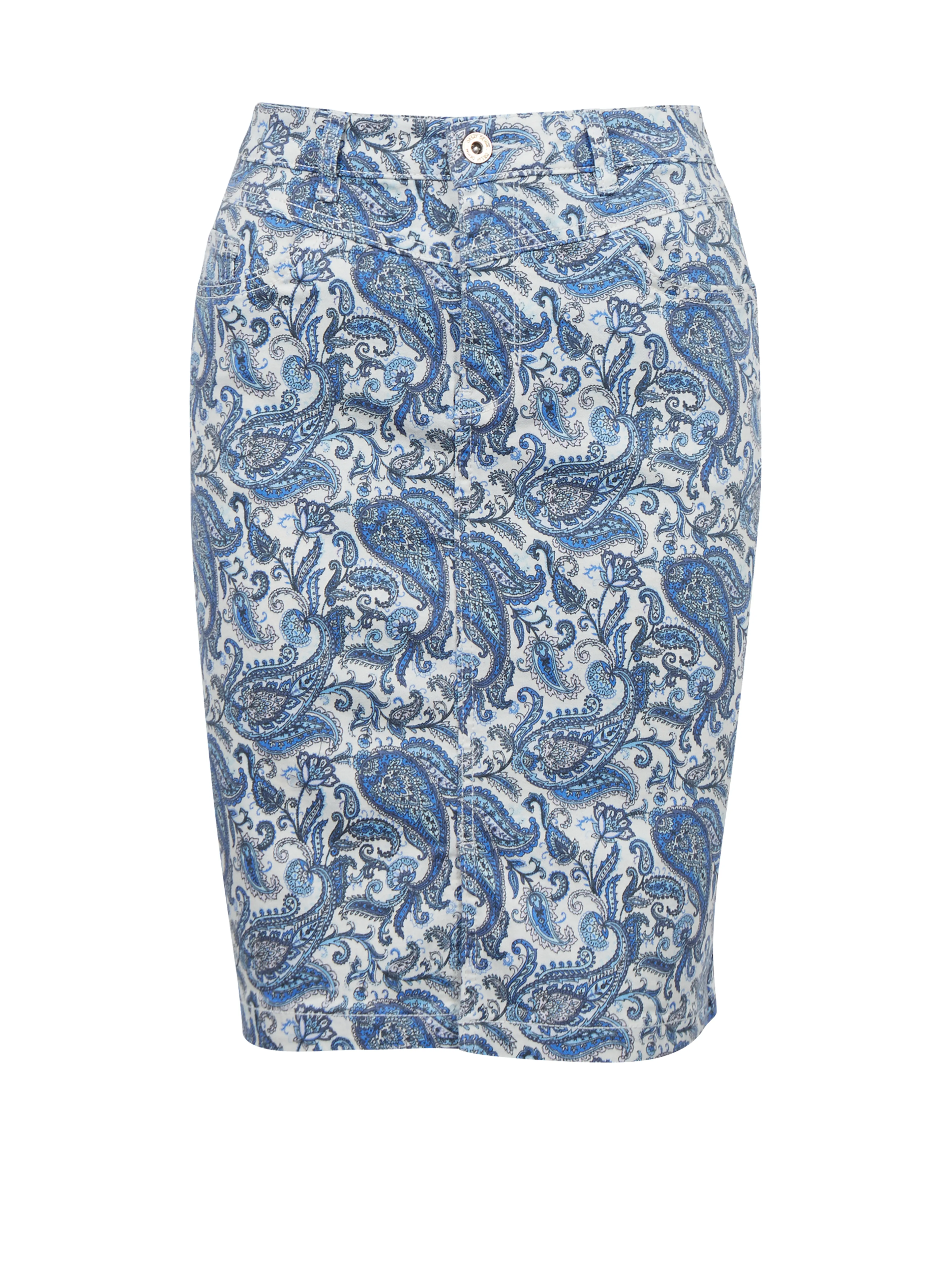 Blaue gemusterter Damen-Denimrock ORSAY