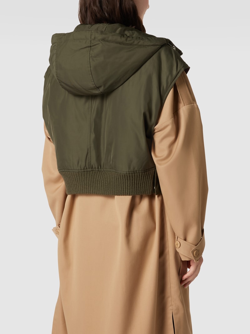 Oversized Weste mit Kapuze in khaki