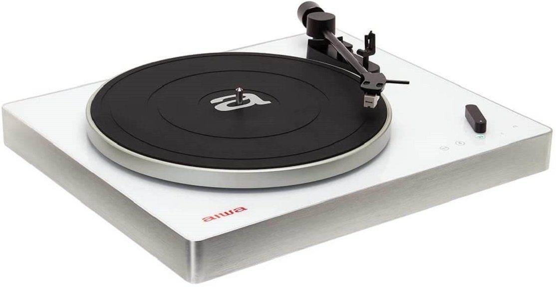 Aiwa APX-680BT BT-Plattenspieler Konvertierer 33/45 U/min Vinyl Plattenspieler (Riemenantrieb, hochwertiger Riemenantrieb, Touch-Bedienfeld aus Glaspolymer mit weißer LED-Hintergrundbeleuchtung)
