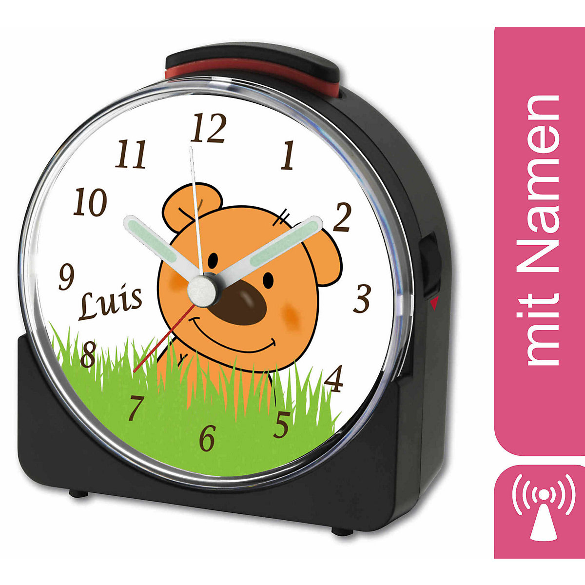 Kinder Funkwecker weiß personalisiert mit Namen Teddy