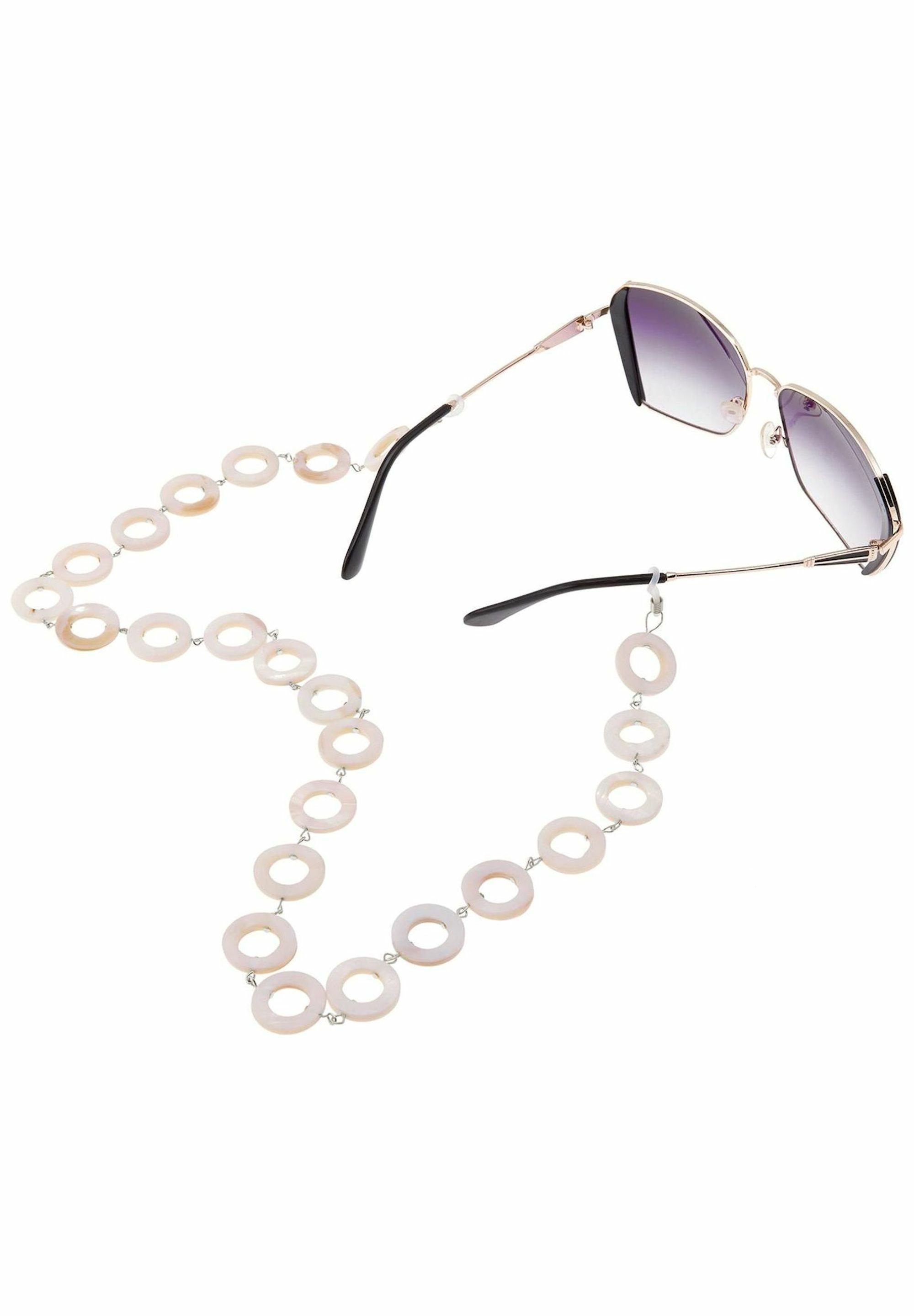 Gemshine Brillenkette Brillenkette Perlmutt Donut Scheiben