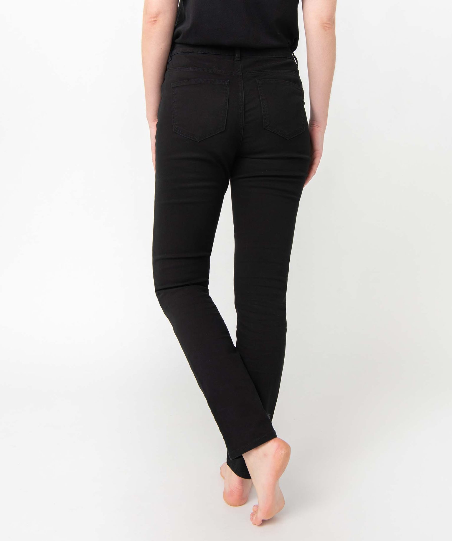 Pantalon femme en toile denim coupe Slim noir | GEMO