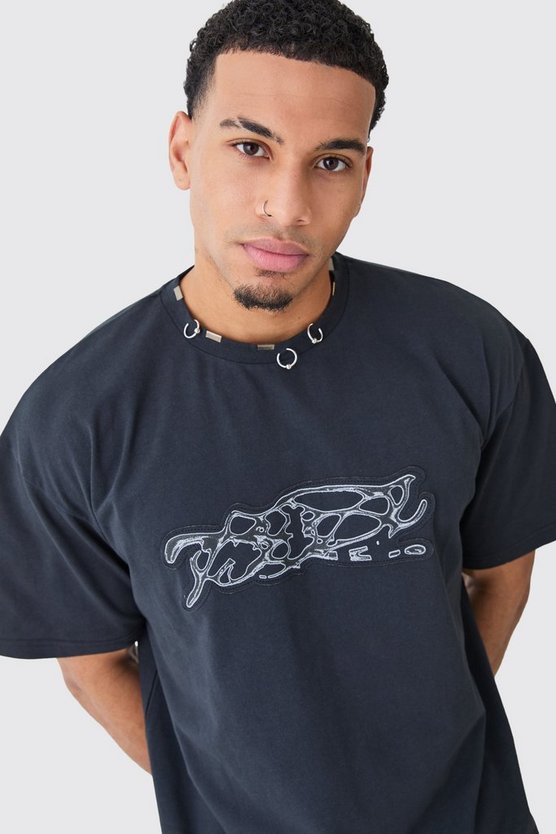 Oversize T-Shirt mit zerrissener Applikation