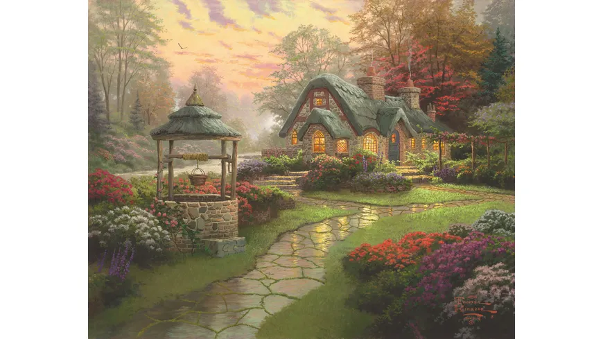 Schmidt Spiele - Erwachsenenpuzzle - Thomas Kinkade, Haus mit Brunnen, 1000 Teile