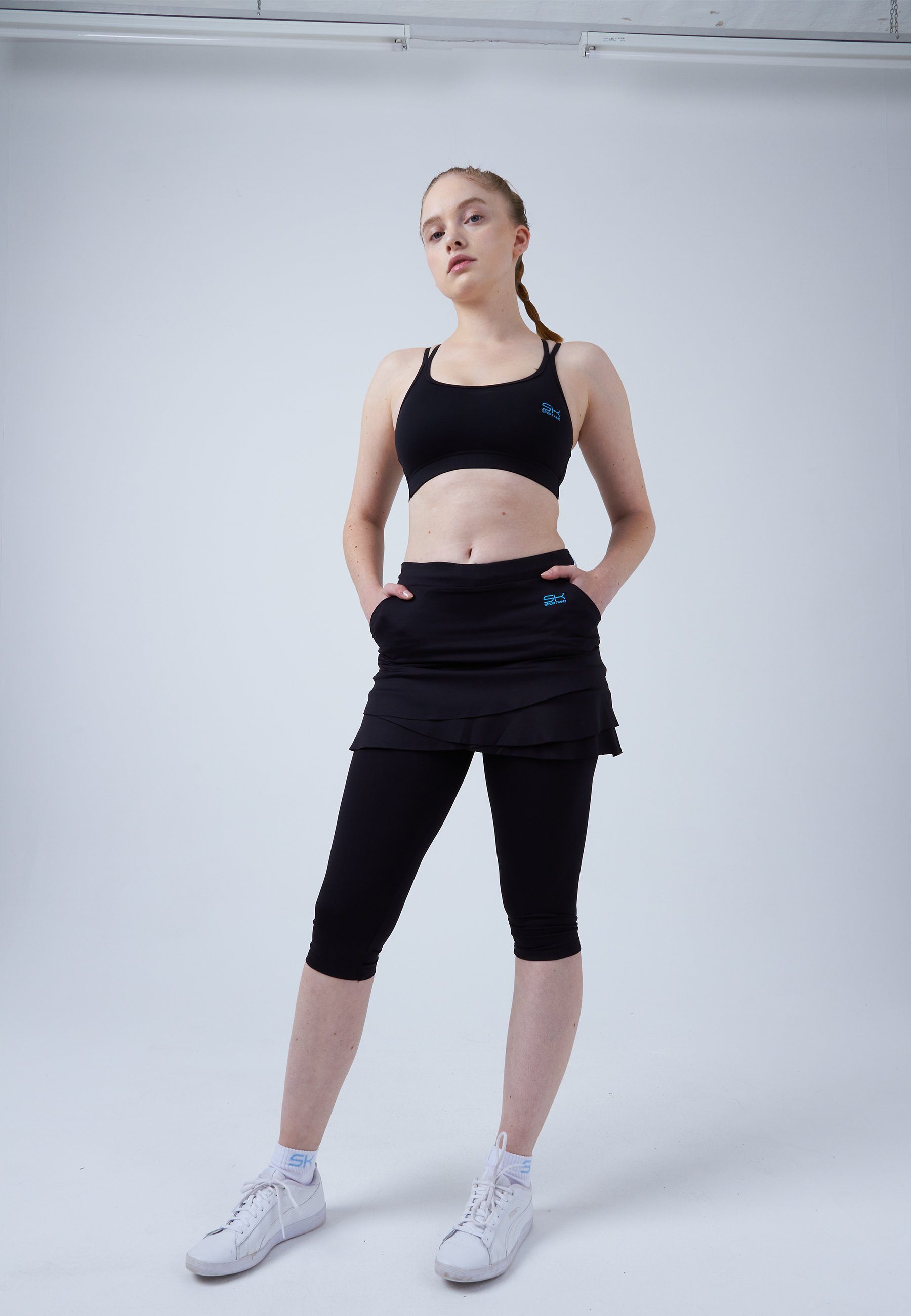 SPORTKIND Tennisrock 2-in-1 Tulip Skort mit Leggings / Skapri Mädchen & Damen schwarz