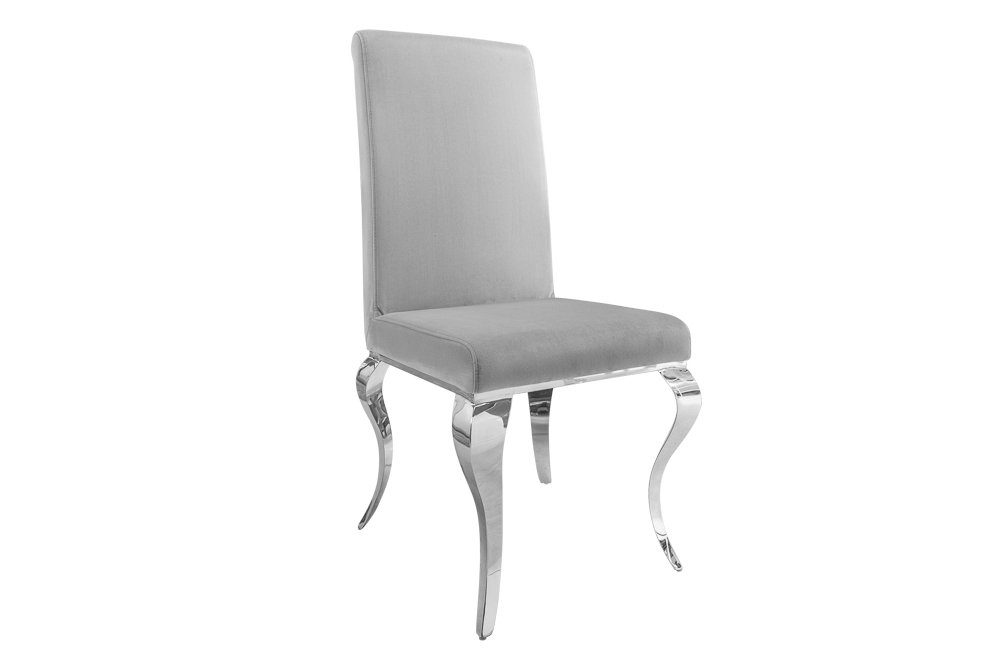 riess-ambiente Polsterstuhl MODERN BAROCK edel-grau / silber (Einzelartikel, 1 St), Esszimmer · Samt · Edelstahl