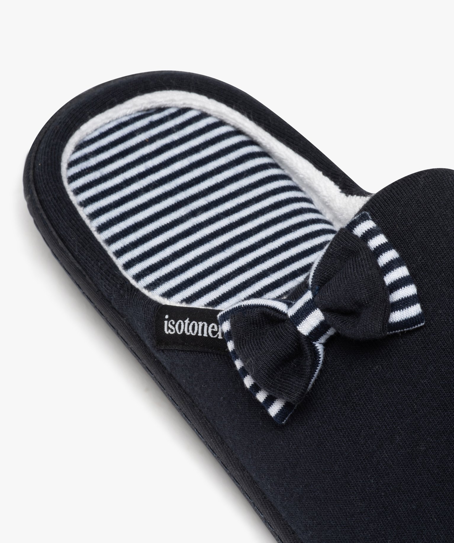 Chaussons femme mules rembourrées en jersey - Isotoner marine | GEMO