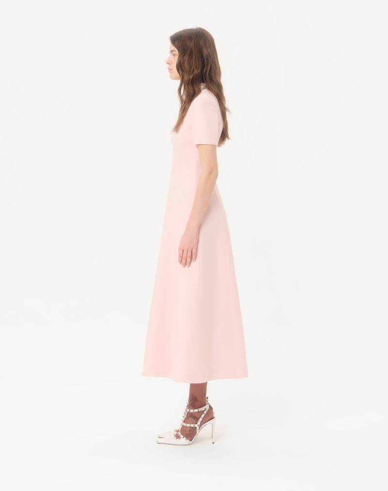 Vestido midi de crepe bordado