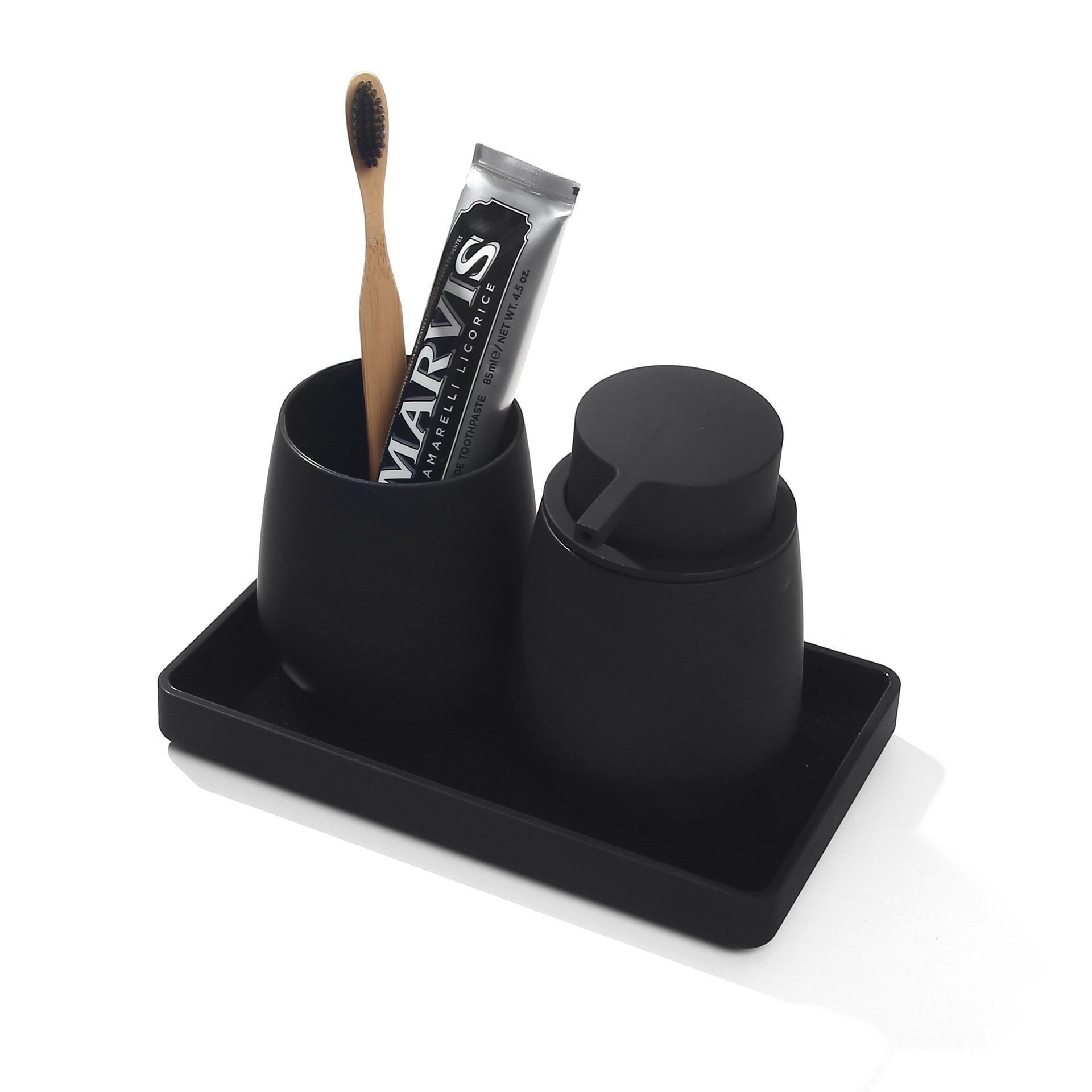 KOMIRO Badezimmer-Set 5-teiliges Badezimmer-Dekorationsset,Schwarz