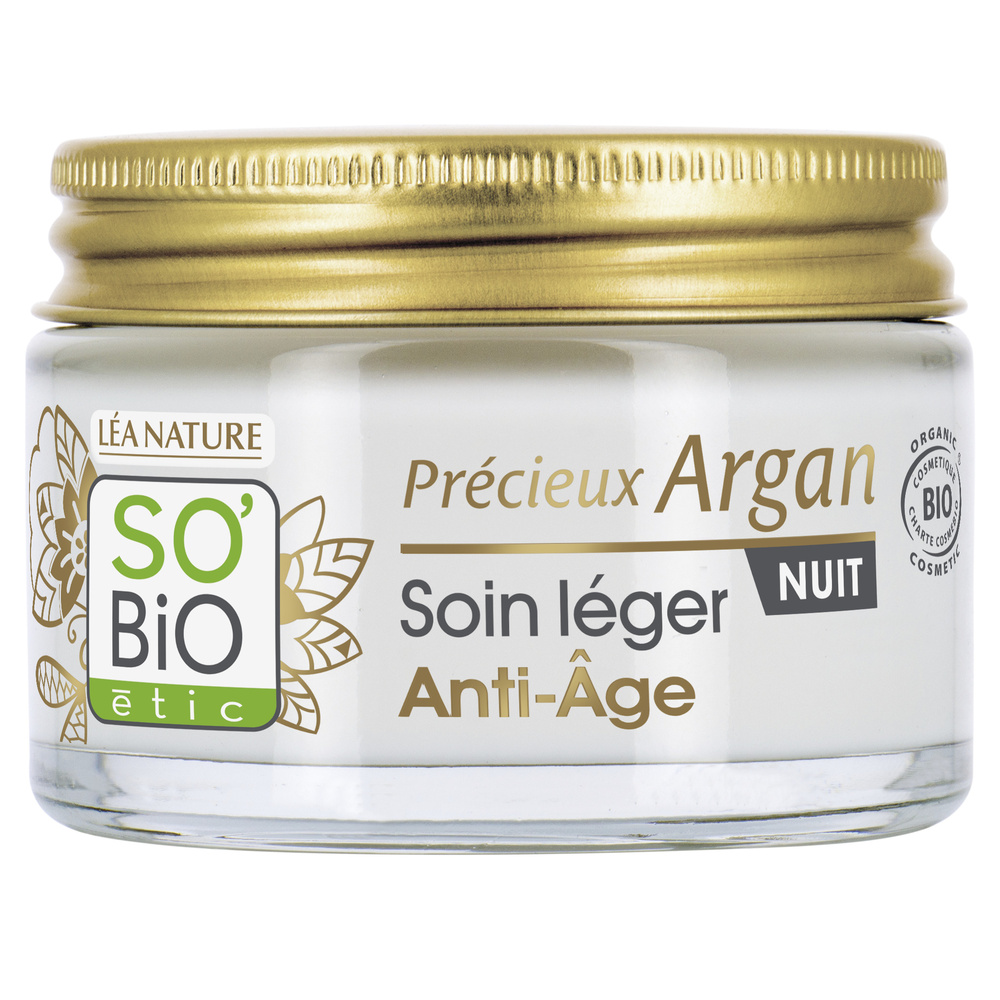 LÉA NATURE SO BiO étic Soin léger Anti-Âge nuit, Précieux Argan Crème visage