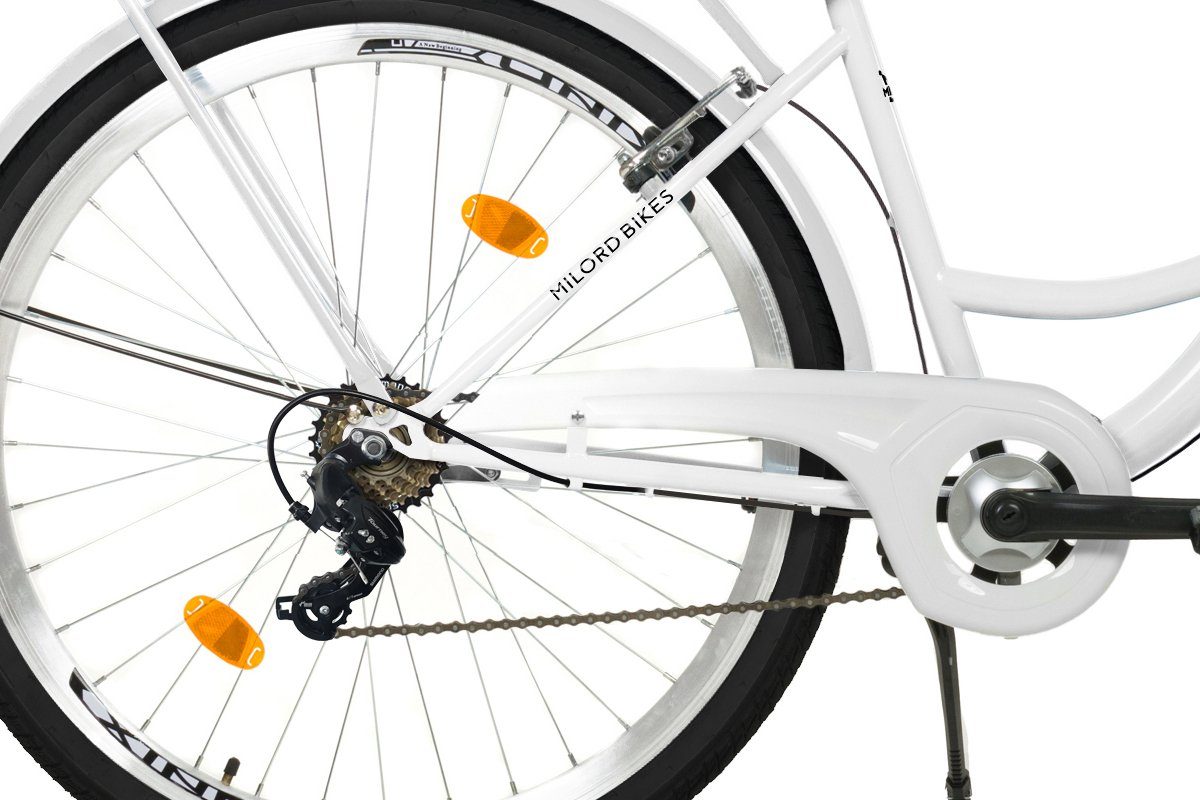 MILORD BIKES Cityrad Milord City Fahrrad Korb Damenfahrrad, 28/26 Zoll, Weiß, 7-Gang, 7 Gang, Kettenschaltung
