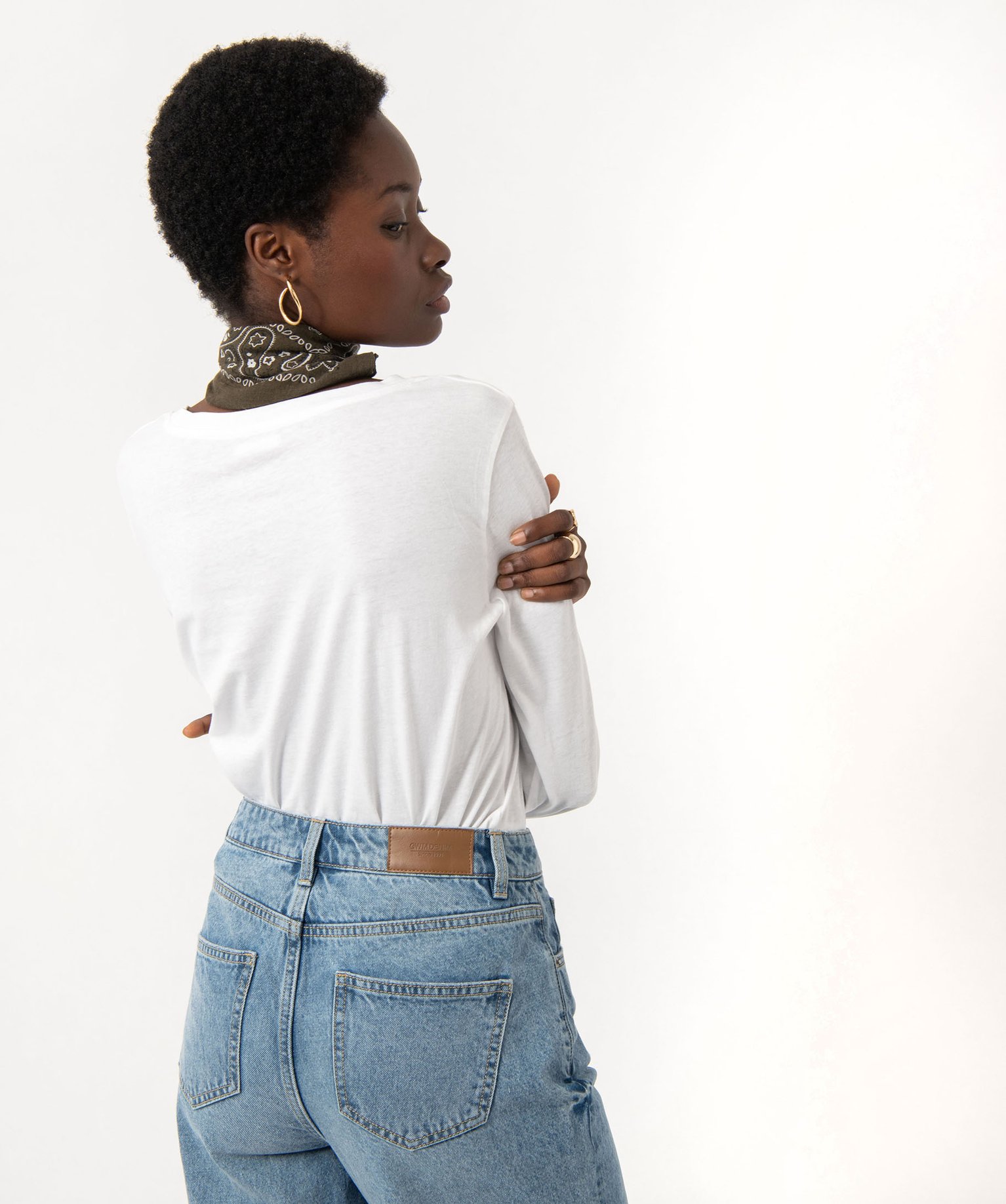 Tee-shirt à manches longues et col rond femme blanc | GEMO