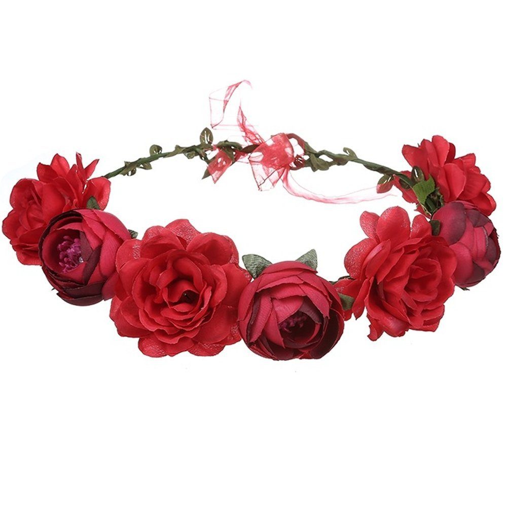 FeelGlad Haarband Blumenkranz Blume Krone Stirnbandfür Damen Hochzeit Zeremonie Party