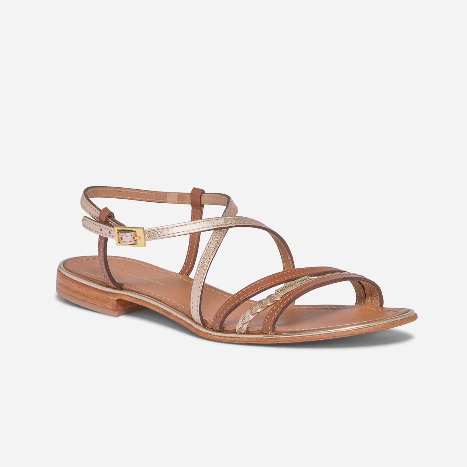 Sandale LES TROPEZIENNES par M.Belarbi camel et or en cuir