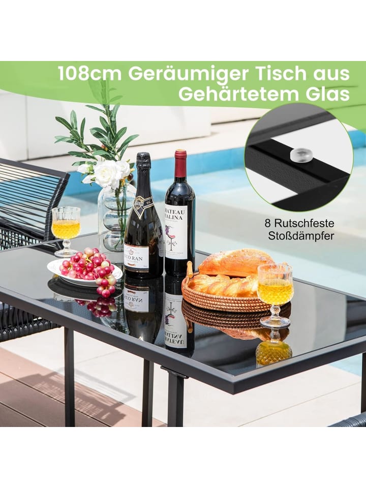 COSTWAY 3 tlg. Gartenmöbel Set in Schwarz günstig kaufen onesize