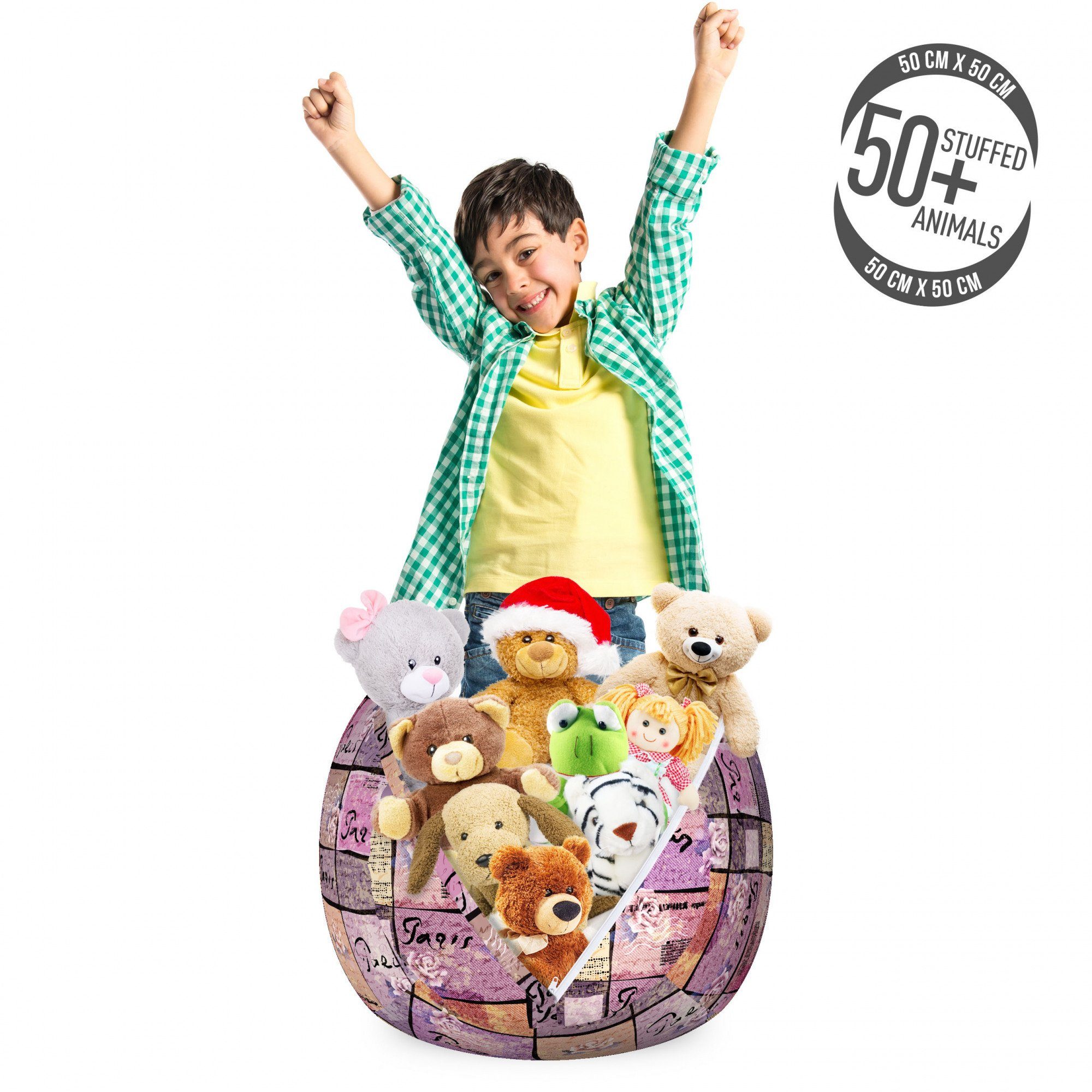 Abakuhaus Spielzeugtruhe Gefüllter Tier Organizer Waschbare Tasche für Kinder, Rosa Vintage Letters Aquarell