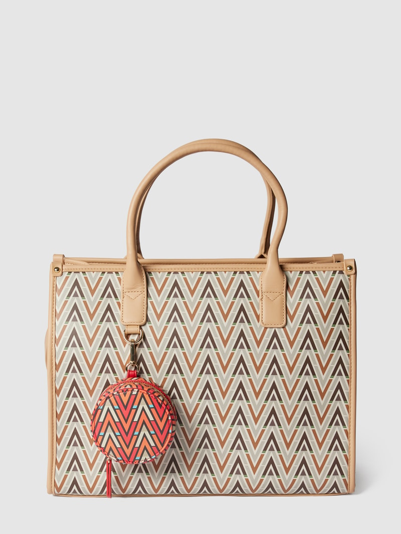 Shopper mit grafischem Allover-Logo-Muster in beige