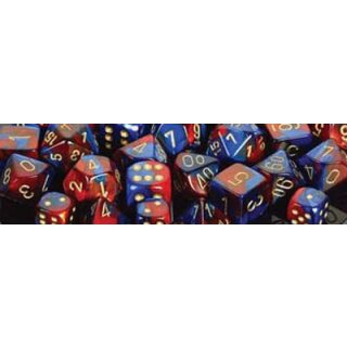 Blue-Red w-gold 7-Würfelset (Gemini)