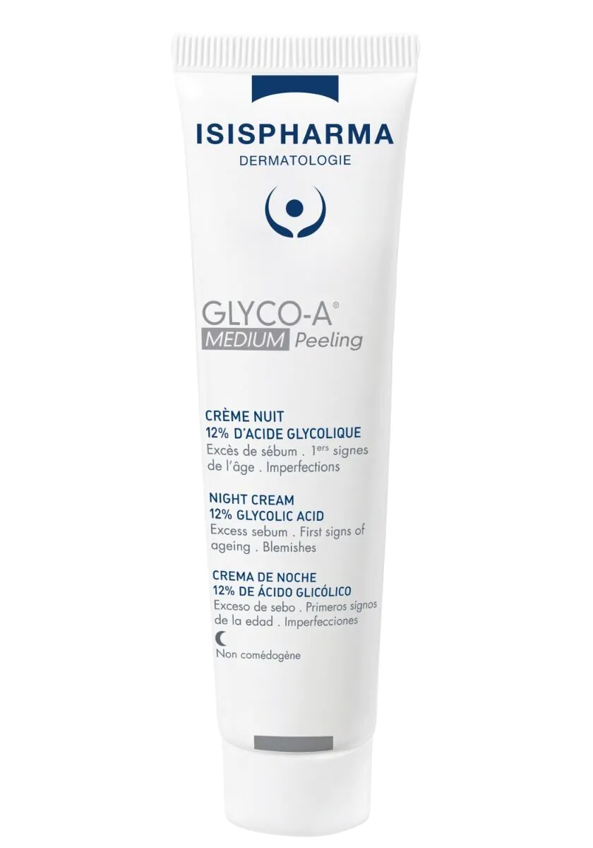 „Isispharma Glyco A 12%“ – vidutinio šveitimo naktinis kremas su 12 % glikolio rūgštimi, 30 ml