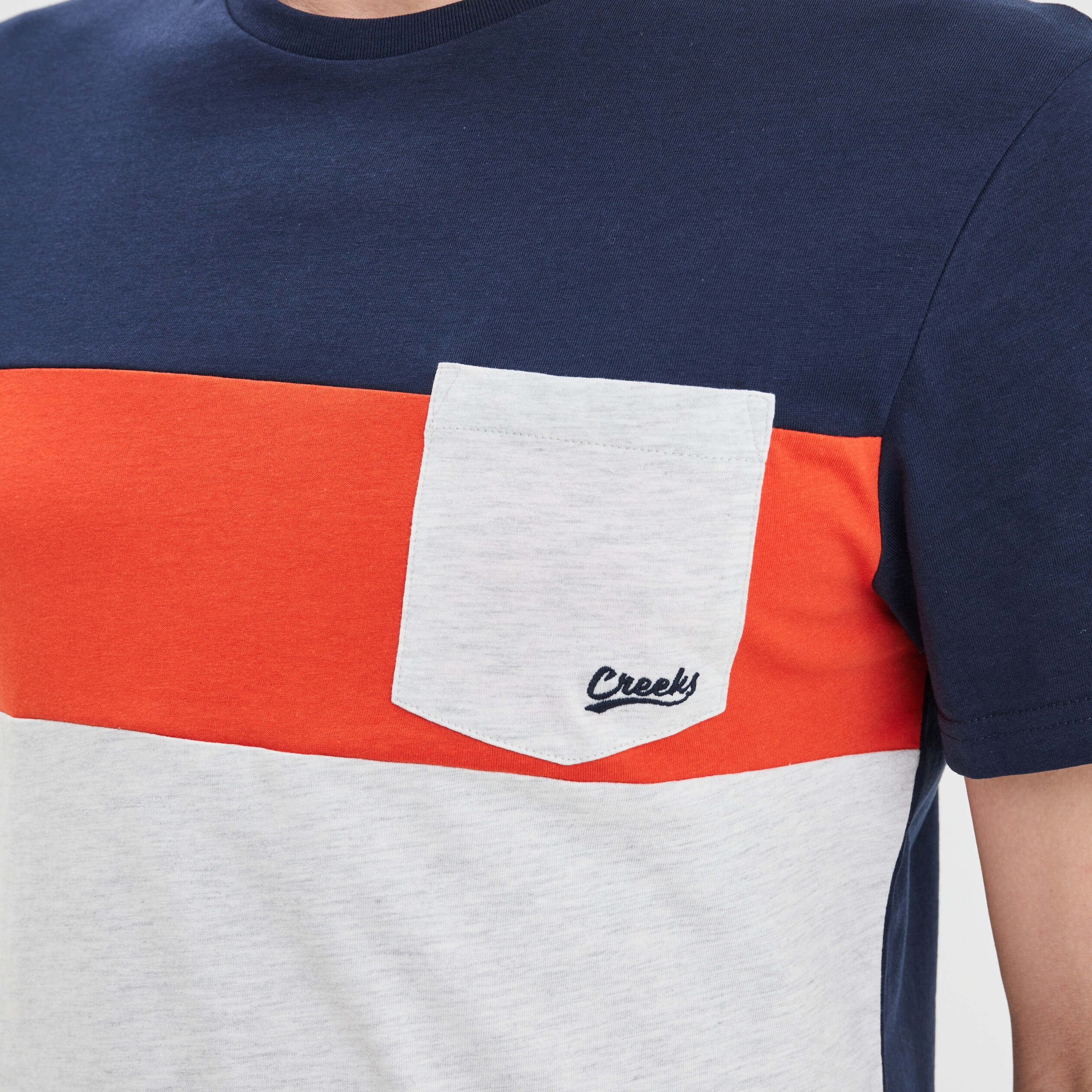 T-shirt droit 1 poche coton Creeks orange homme | La Halle