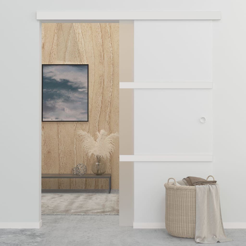 vidaXL Zimmertür Schiebetür ESG-Glas und Aluminium 90x205 cm Silbern