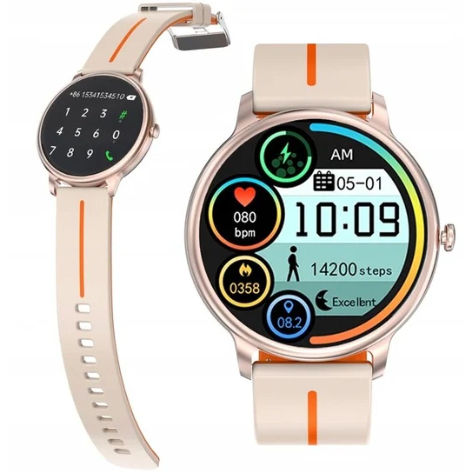 Manike KM60 Elegant Blutdruckmonitor Herzfrequenzmessung BT Call AMOLED Smartwatch (1,69