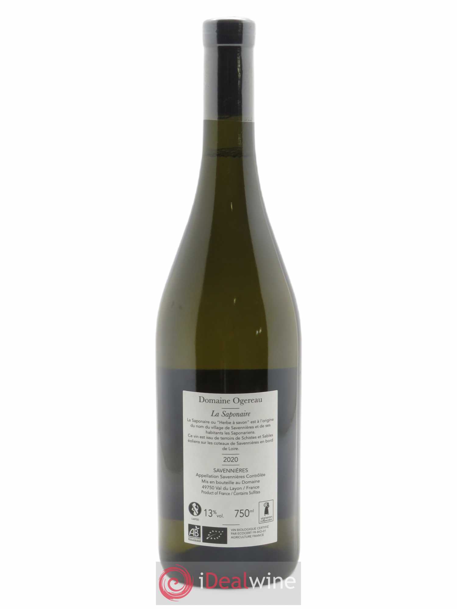 Savennières La Saponaire Domaine Ogereau  2020 - Lot de 1 Bouteille