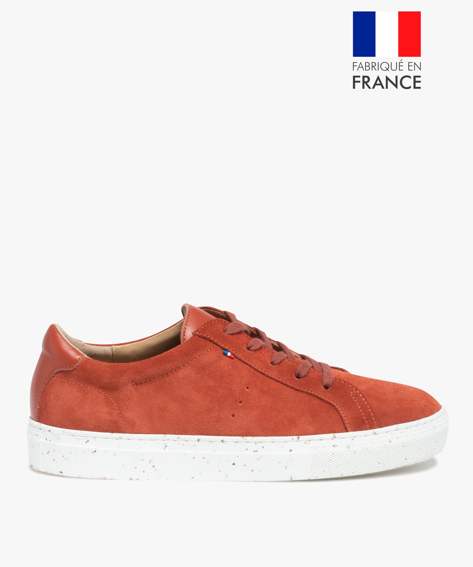 Baskets femme unies en cuir à lacets – Tanéo orange | GEMO