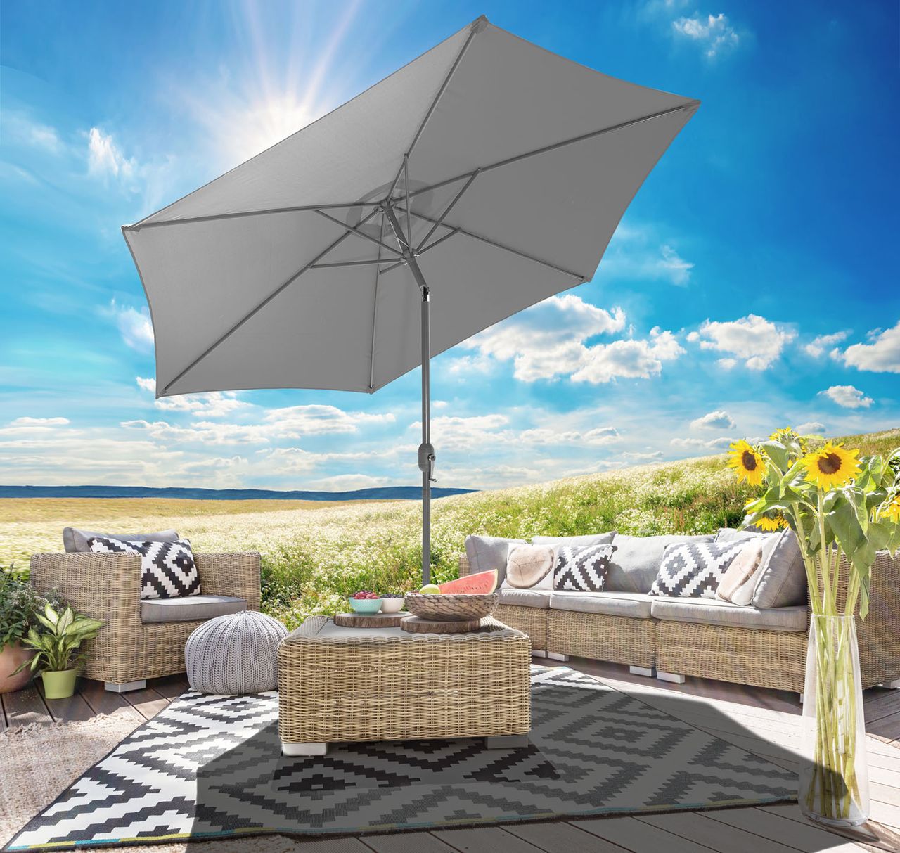 Weles Sonnenschirm 270 cm, grau
