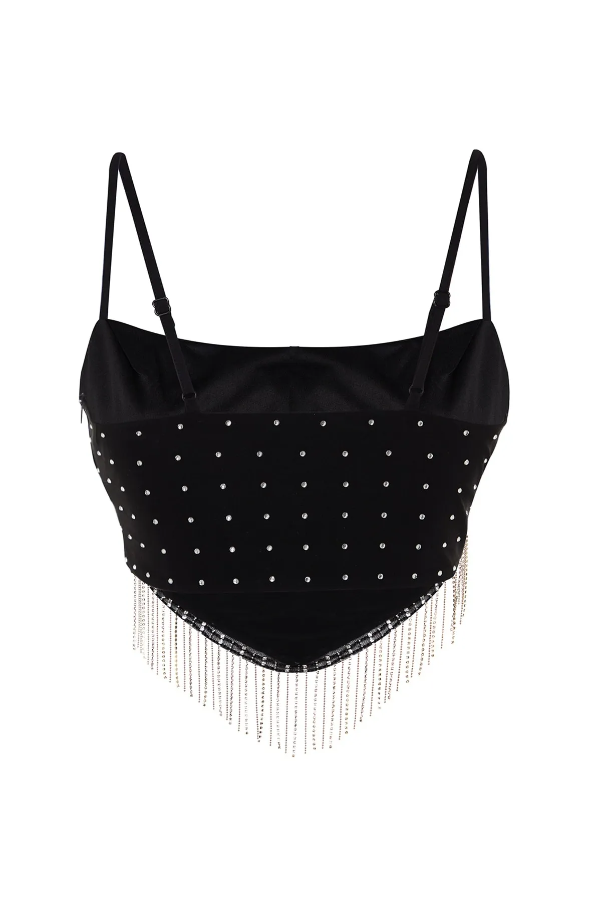 Trendyol Collection  Schwarzes, bauchfreies, gefüttertes, gestricktes Bustier mit glänzendem Stein TPRSS23BS00109