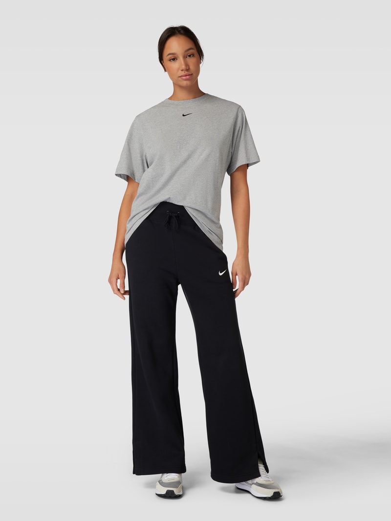 Oversized T-Shirt mit Label-Print in dunkelgrau