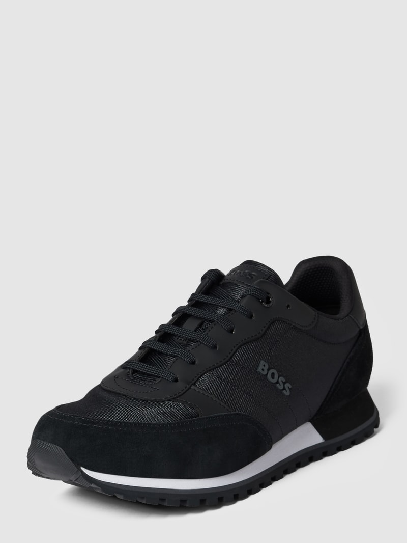 Sneaker aus Leder-Mix Modell 'Parkour' in schwarz