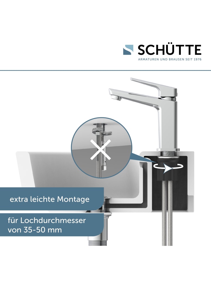 Schütte Waschtischarmatur RAVEN in Chrom mit Pop Up - (L) 16 x (B) 5 x (H) 16 cm günstig kaufen onesize