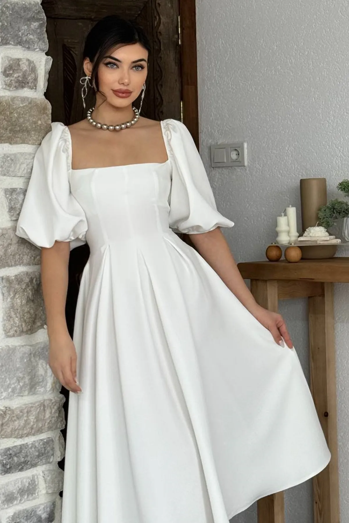 vuvutasarım  Kleid - Weiß - A-Linie