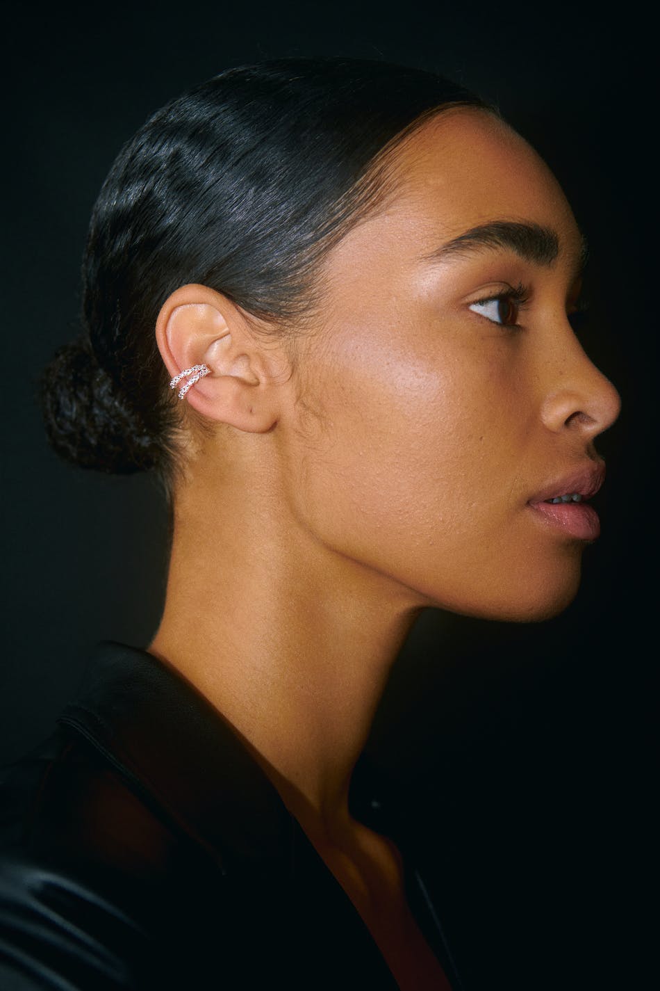 1-pack crystal silver ear cuff