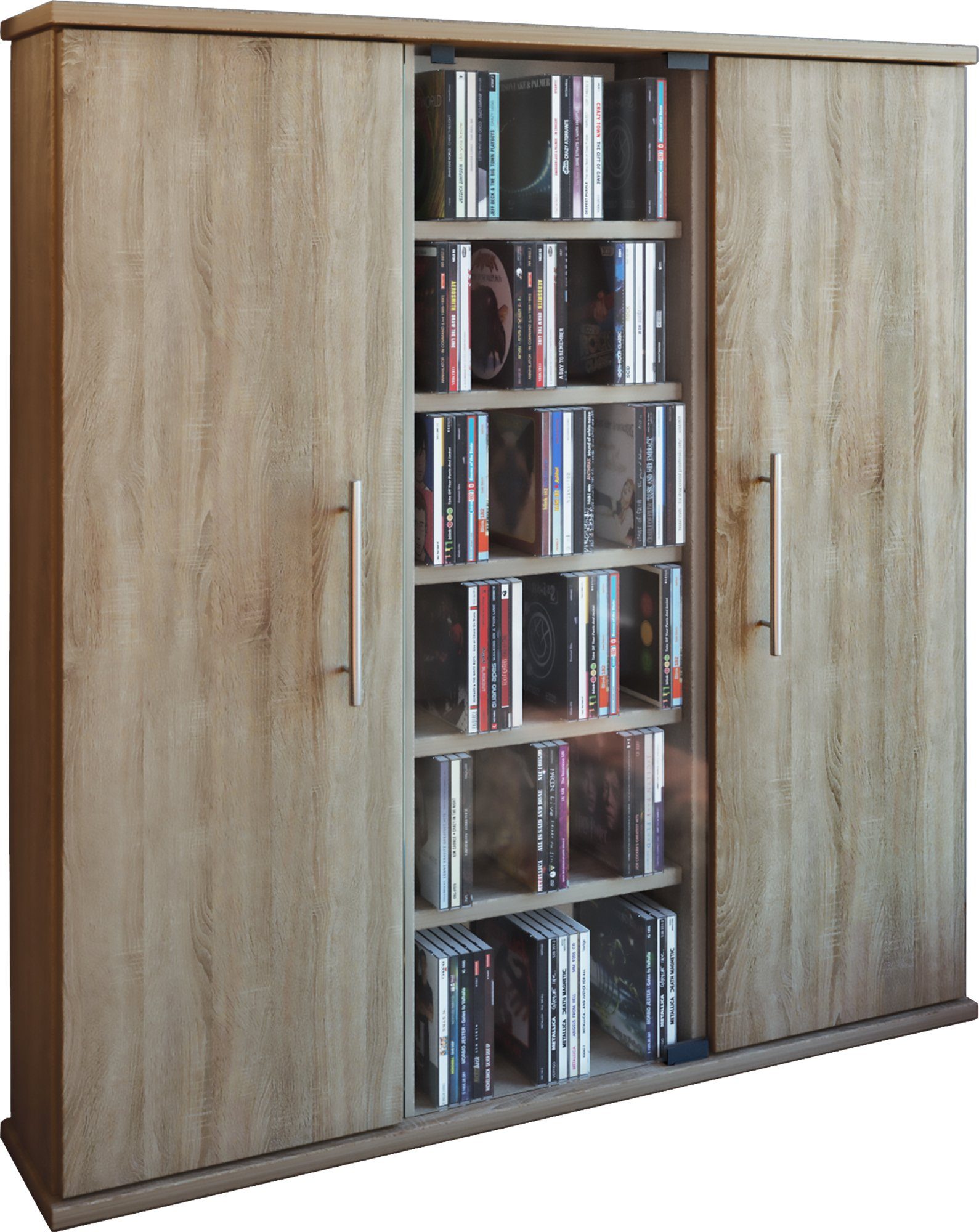 VCM CD-Regal Holz CD DVD Stand Regal Schrank Santo Glastür, 1-tlg.