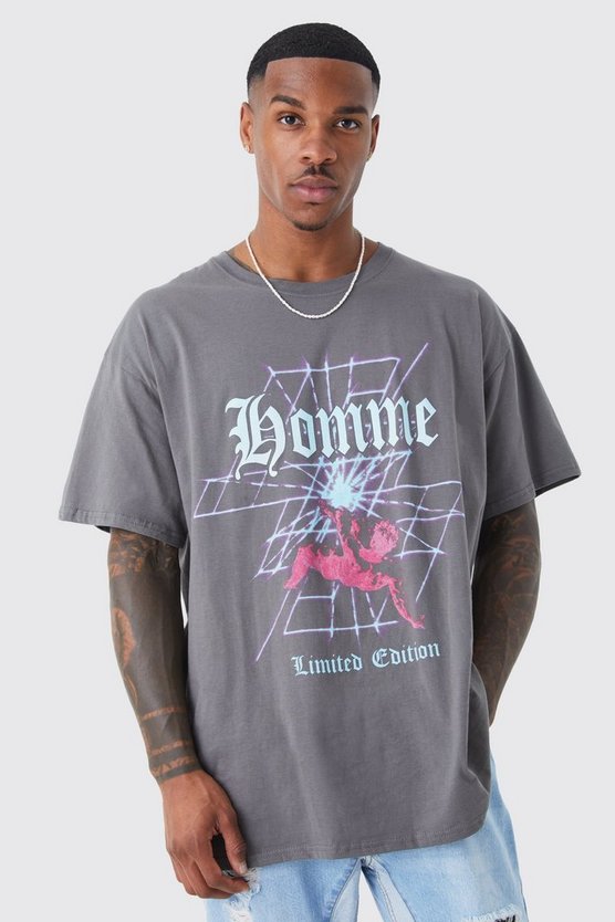 Oversize T-Shirt mit Homme Print
