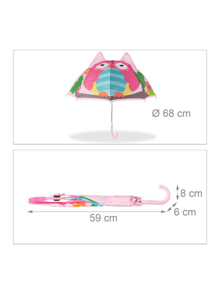relaxdays Kinderregenschirm Eule in Rosa günstig kaufen onesize