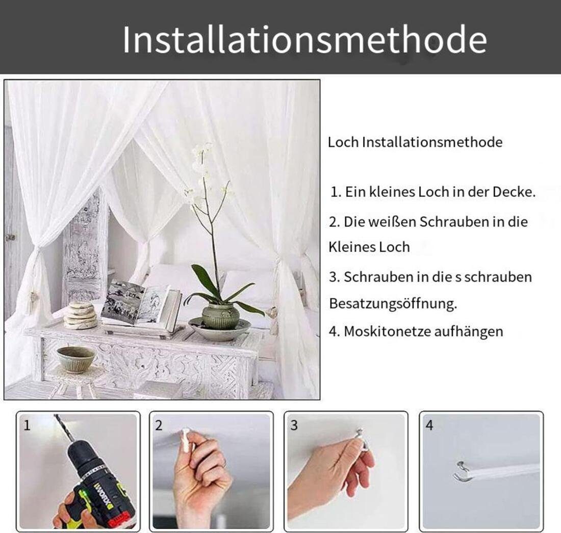 Einemgeld Moskitonetz Moskitonetz Doppelbett Universelles Quadratisches - 210 * 190 * 240CM