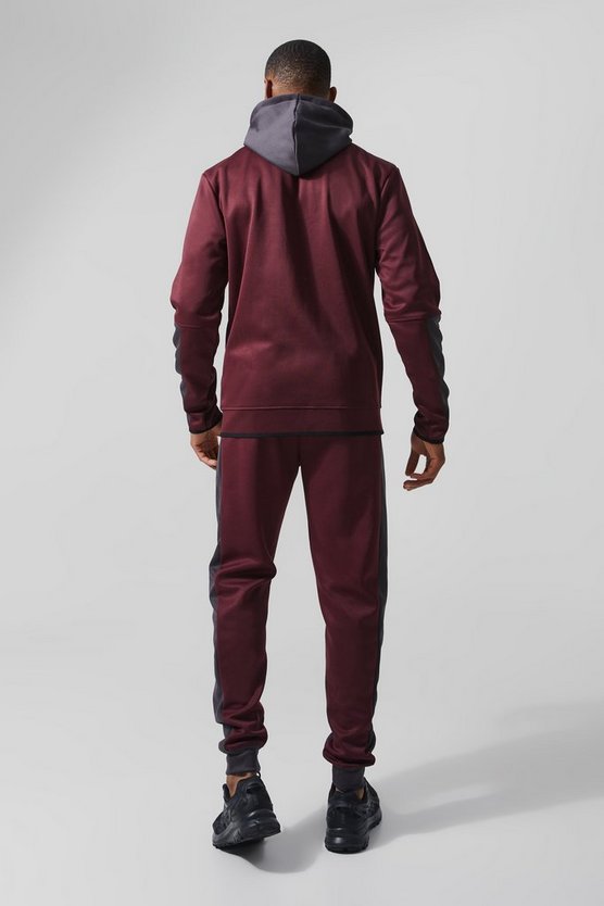 Active Colorblock Trainingsanzug mit Kapuze und Trichterkragen