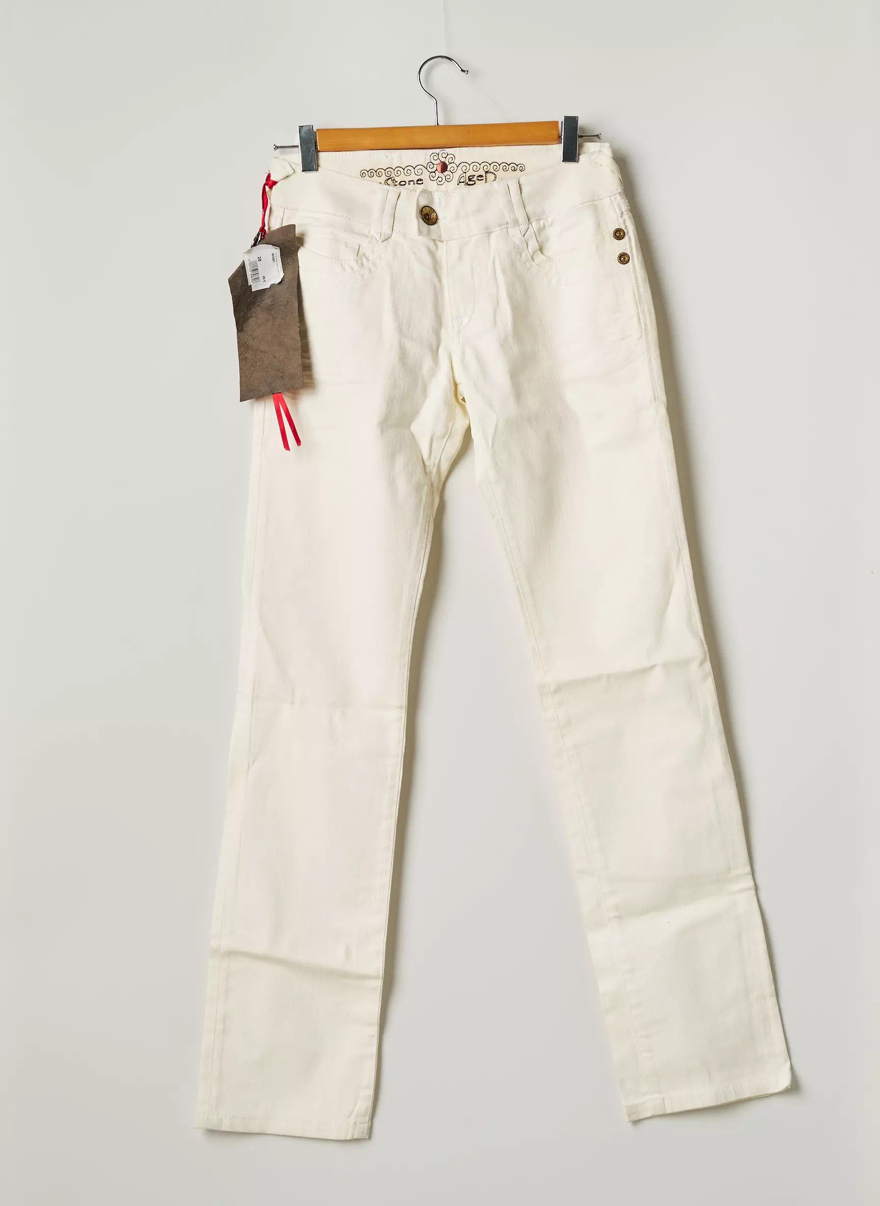 Stone Aged Jeans Coupe Droite Femme couleur blanc
